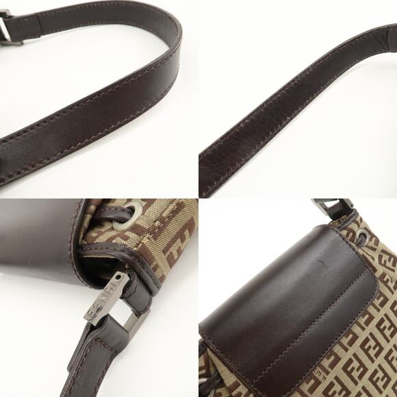 💎✨BEAUTIFUL✨💎Authentic FENDI Zucchino Canvas Leather Shoulder Bag - Picture 16 of 17